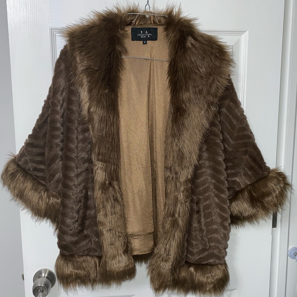 Brown faux fur coat
